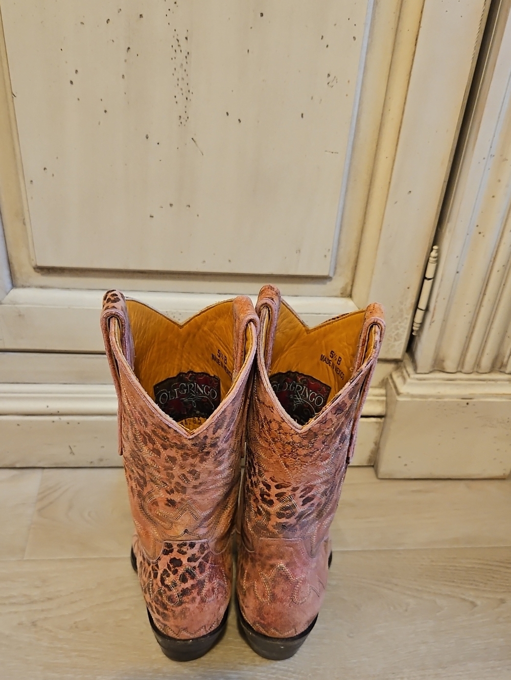 Rare Old Gringo Nevada Pink Leopardito Distressed Leather Cowgirl Boots Size 5.5 - Picture 14 of 16